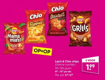 Big Bazar Lay's & chio chips 90-125g aanbieding