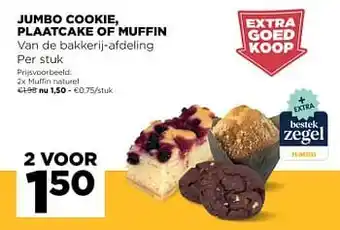 Jumbo cookie, plaatcake of muffin