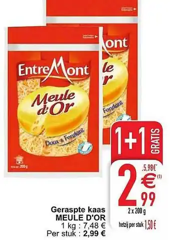 Cora Geraspte kaas meule d'or 200 g aanbieding