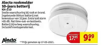 Kruidvat Alecto rookmelder 10-jaars batterij aanbieding