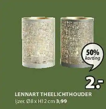 Jysk Lennart theelichthouder 8x12 cm aanbieding