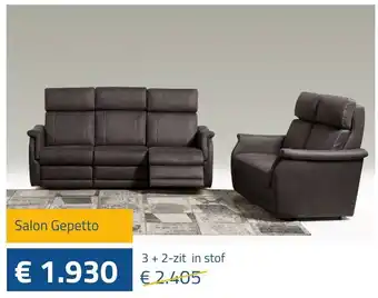 De Prijzenklopper Salon Gepetto 3 + 2-zit in stof aanbieding