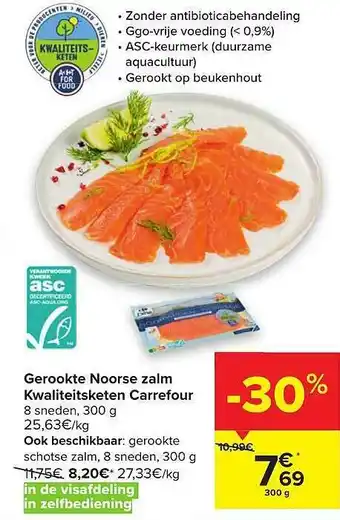 Carrefour Gerookte noorse zalm kwaliteitsketen carrefour 300 g aanbieding