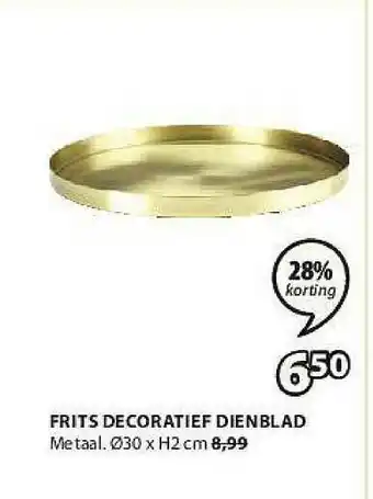 Jysk Frits decoratief dienblad 30x2 cm aanbieding