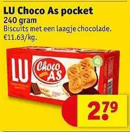 Kruidvat Lu choco as pocket 240 gram biscuits aanbieding