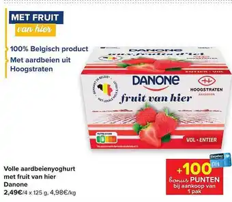Volle aardbeienyoghurt met fruit van hier danone