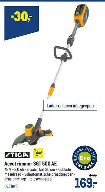 Makro Stiga accutrimmer sgt 500 ae aanbieding
