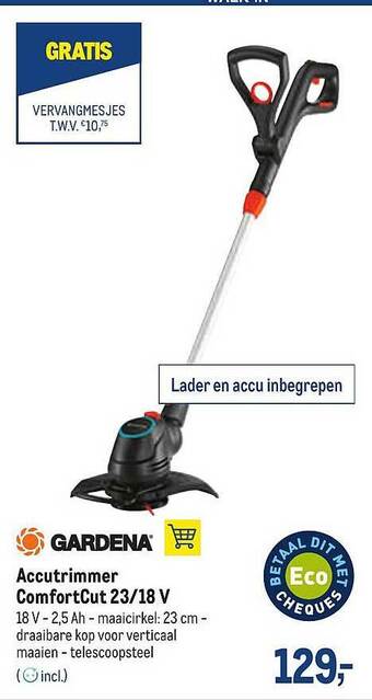 Makro Gardena accutrimmer comfortcut 23-18 V aanbieding