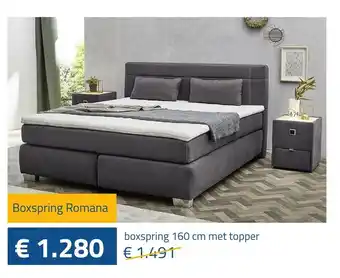 Boxspring Romana 160 cm met topper