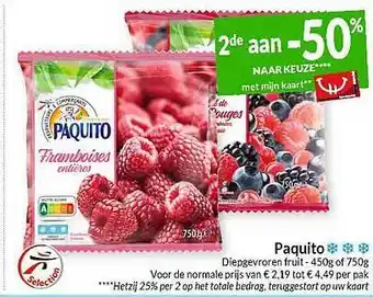 Intermarché Paquito diepgevroren fruit aanbieding