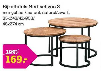 Leen Bakker Bijzettafels mert set van 3 aanbieding