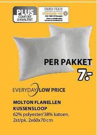 Jysk Molton flanellen kussensloop aanbieding
