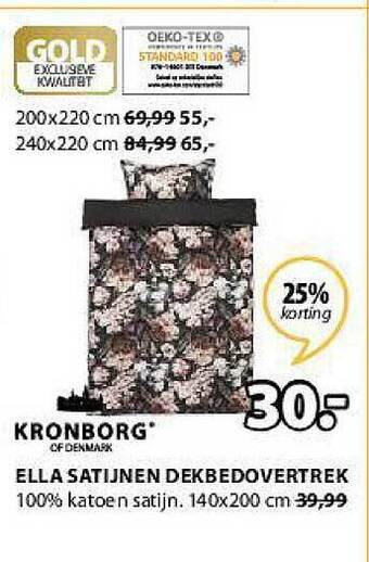 Jysk Ella satijnen dekbedovertrek aanbieding