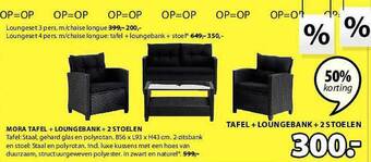 Jysk Mora tafel + loungebank + 2 stoelen aanbieding