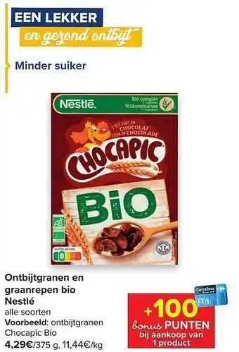 Carrefour Market Ontbijtgranen En Graanrepen Bio Nestle 375g aanbieding