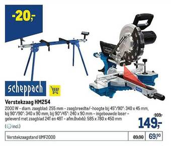 Makro Scheppach Verstekzaag Hm254 aanbieding