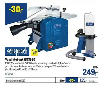 Makro Scheppach Vandiktebank Hms860 aanbieding