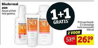 Kruidvat Biodermal Zon 1+1 Gratis aanbieding