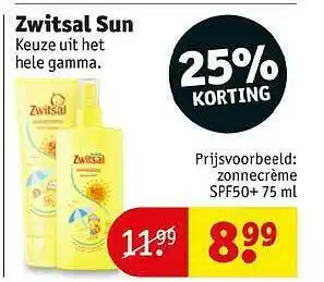 Kruidvat Zwitsal Sun 25% Korting 75ml aanbieding