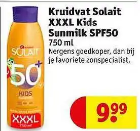 Kruidvat Kruidvat Solait Xxxl Kids Sunmilk Spf50 750ml aanbieding