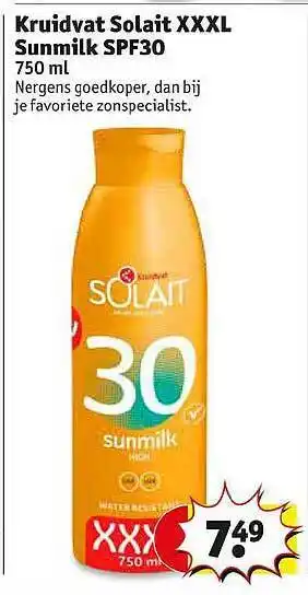 Kruidvat Kruidvat Solait Xxxl Sunmilk Spf30 aanbieding