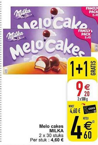 Cora Melo Cakes Milka aanbieding