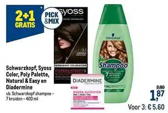 Makro Schwarzkopf shampoo 400 ml aanbieding