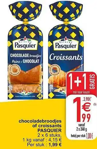 Cora Chocoladebroodjes Of Croissants Pasquier 240g aanbieding