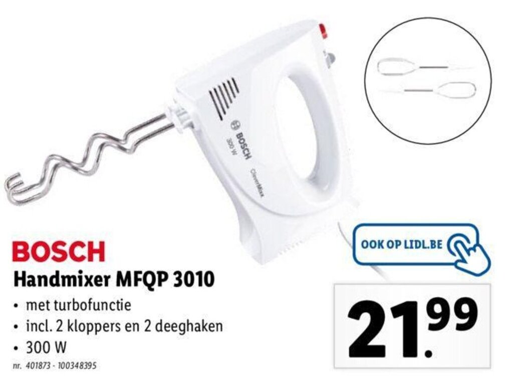 Bosch handmixer MFQP 3010 promotie bij Lidl