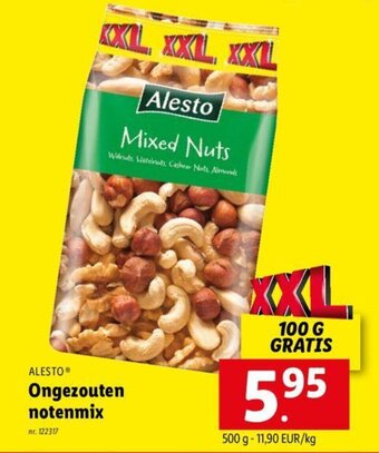 Lidl Alesto ongezouten notenmix 500g aanbieding
