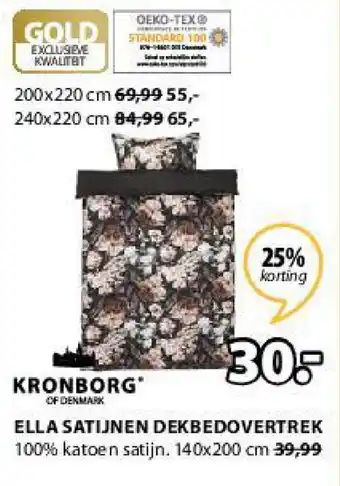 Jysk Kronborg Ella Satijnen Dekbedovertrek aanbieding