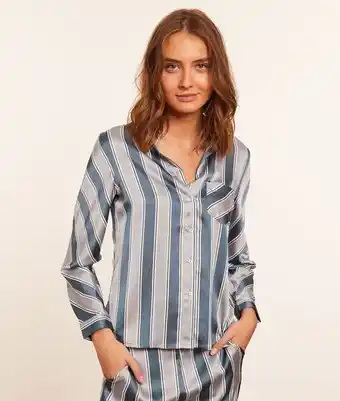 Pyjamavest, gestreept - l - blauw - etam