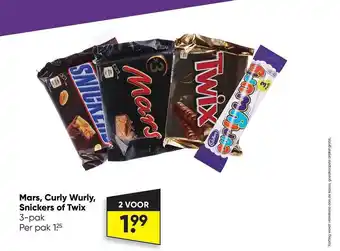 Big Bazar Mars, curly wurly, snickers of twix aanbieding