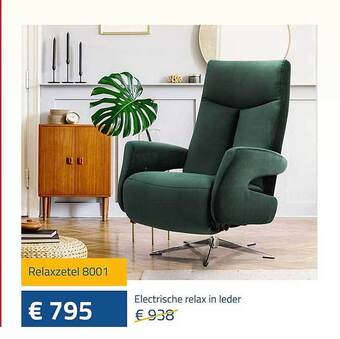 De Prijzenklopper Relaxzetel 8001, electrische relax in leder aanbieding