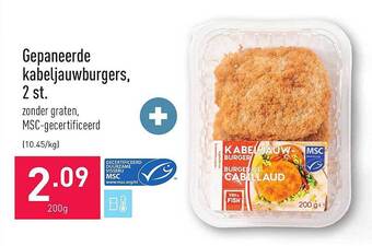 Gepaneerde kabeljauwburgers 2 st