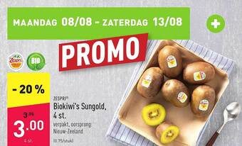 ALDI Zespri biokiwi's sungold aanbieding
