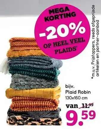 Leen Bakker Plaid Robin 130x160 cm aanbieding