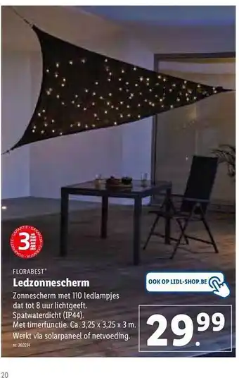 Lidl Florabest Ledzonnescherm 3.25x3.25x3 m aanbieding