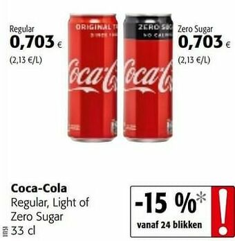 Colruyt Coca-cola regular, light of zero sugar aanbieding