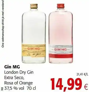 Gin mg london dry gin extra seco, rosa of orange