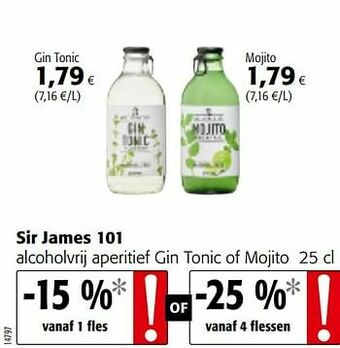 Colruyt Sir james 101 alcoholvrij aperitief gin tonic of mojito aanbieding