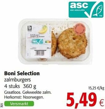 Colruyt Boni selection zalmburgers aanbieding