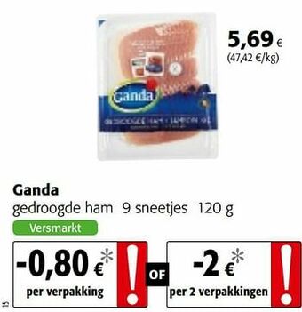 Colruyt Ganda gedroogde ham aanbieding