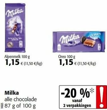 Colruyt Milka alle chocolade aanbieding