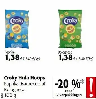 Colruyt Croky hula hoops paprika, barbecue of bolognese aanbieding