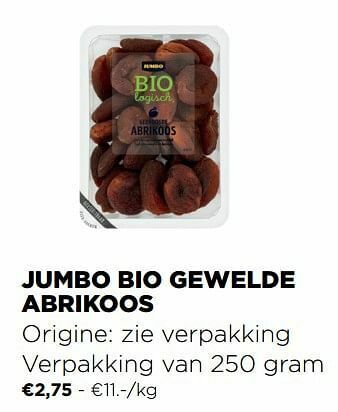 Jumbo Jumbo bio gewelde abrikoos aanbieding