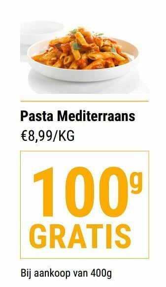 Budgetslager Pasta mediterraans aanbieding