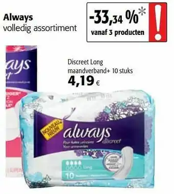 Colruyt Always discreet long maandverband+ aanbieding