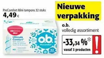 Colruyt O.b. procomfort mini tampons aanbieding
