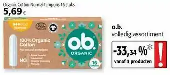 O.b.organic cotton normal tampons